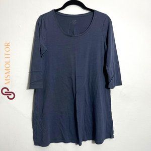 J. Jill PureJill Women's S Blue Ballet-Sleeve Top, Silky Soft